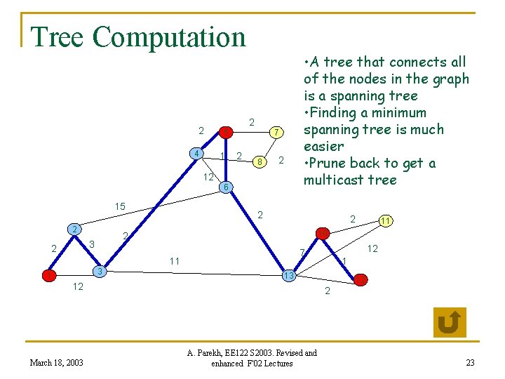 Tree Computation 2 4 • A tree that connects all of the nodes in