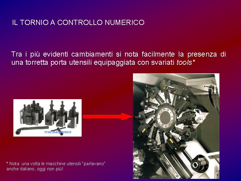 IL TORNIO A CONTROLLO NUMERICO Tra i più evidenti cambiamenti si nota facilmente la