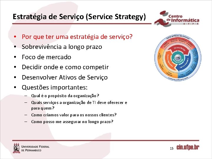 Estratégia de Serviço (Service Strategy) • • • Por que ter uma estratégia de