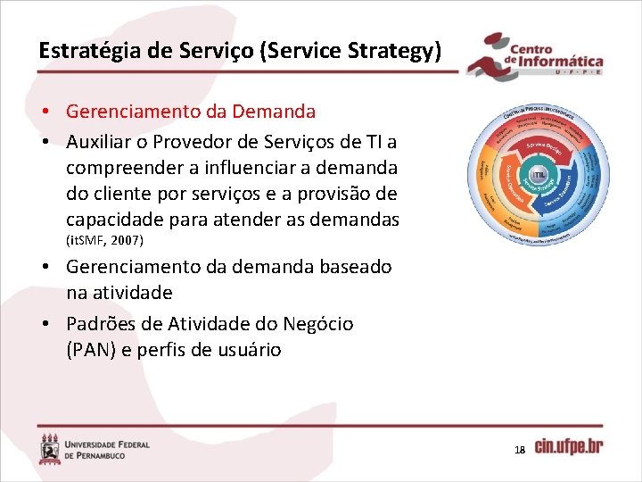 Estratégia de Serviço (Service Strategy) • Gerenciamento da Demanda • Auxiliar o Provedor de