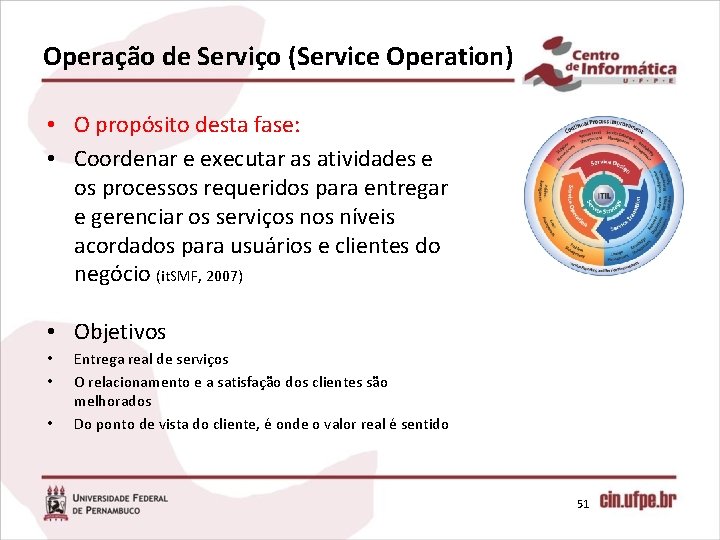 Operação de Serviço (Service Operation) • O propósito desta fase: • Coordenar e executar