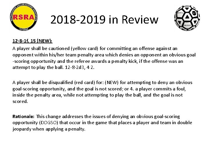 2018 -2019 in Review 12 -8 -1 f, 15 (NEW): A player shall be 2018 -2019 in Review 12 -8 -1 f, 15 (NEW): A player shall be
