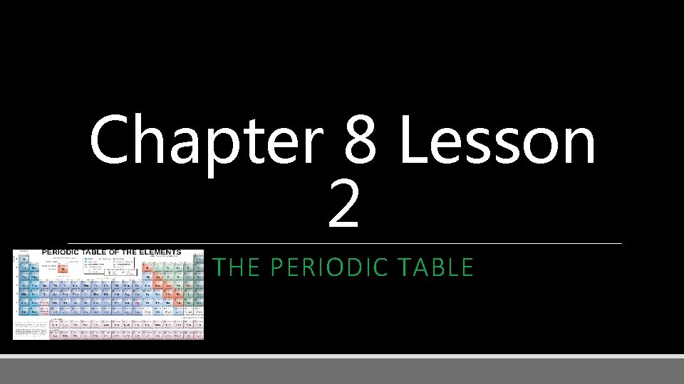 Chapter 8 Lesson 2 THE PERIODIC TABLE 