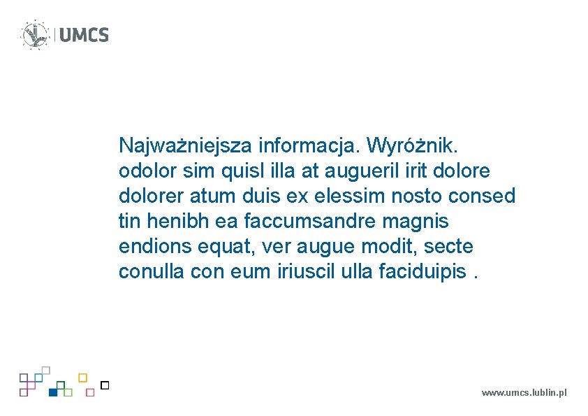 Najważniejsza informacja. Wyróżnik. odolor sim quisl illa at augueril irit dolorer atum duis ex