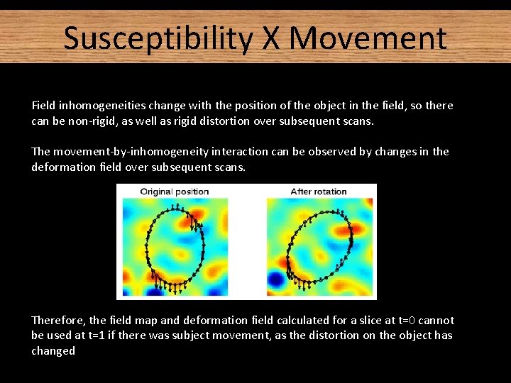 Susceptibility X Movement Field inhomogeneities change with the position of the object in the Susceptibility X Movement Field inhomogeneities change with the position of the object in the