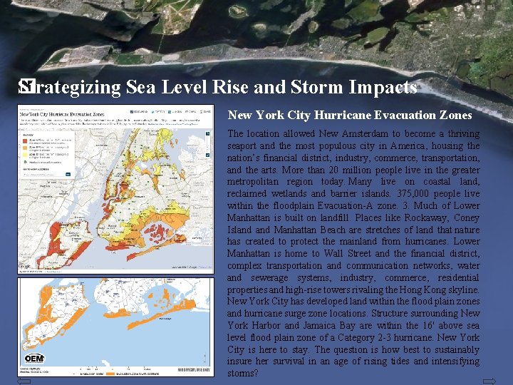 Strategizing Sea Level Rise and Storm Impacts � New York City Hurricane Evacuation Zones