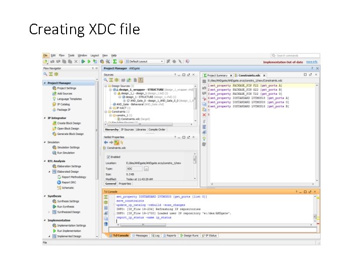 Creating XDC file 