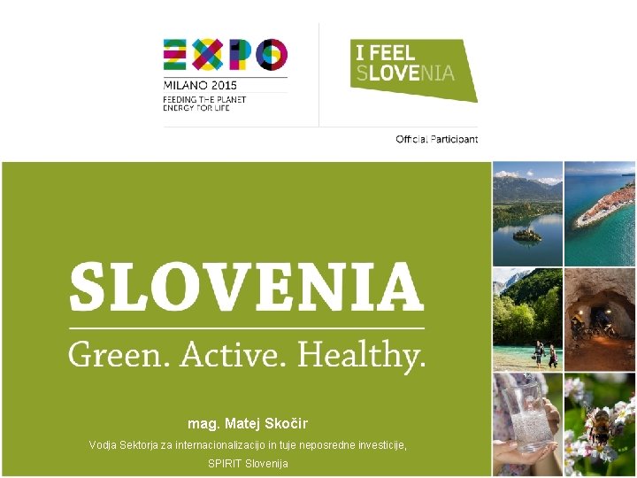mag. Matej Skočir Vodja Sektorja za internacionalizacijo in tuje neposredne investicije, SPIRIT Slovenija 