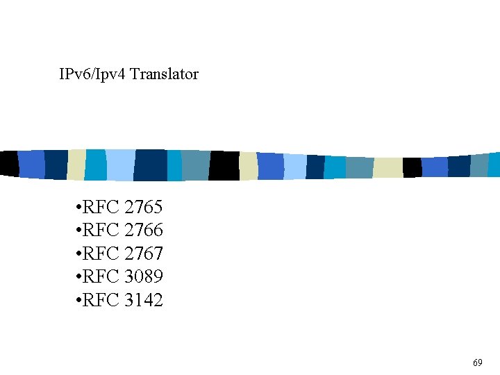 IPv 6/Ipv 4 Translator • RFC 2765 • RFC 2766 • RFC 2767 •