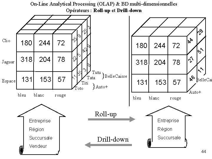 On-Line Analytical Processing (OLAP) & BD multi-dimensionnelles Opérateurs : Roll-up et Drill-down Clio Jaguar