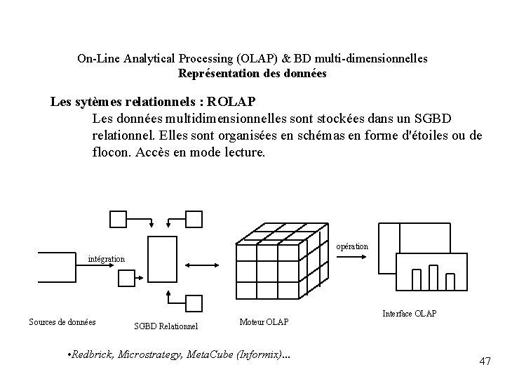 On-Line Analytical Processing (OLAP) & BD multi-dimensionnelles Représentation des données Les sytèmes relationnels :