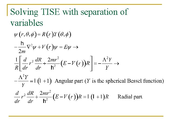 Solving TISE with separation of variables 