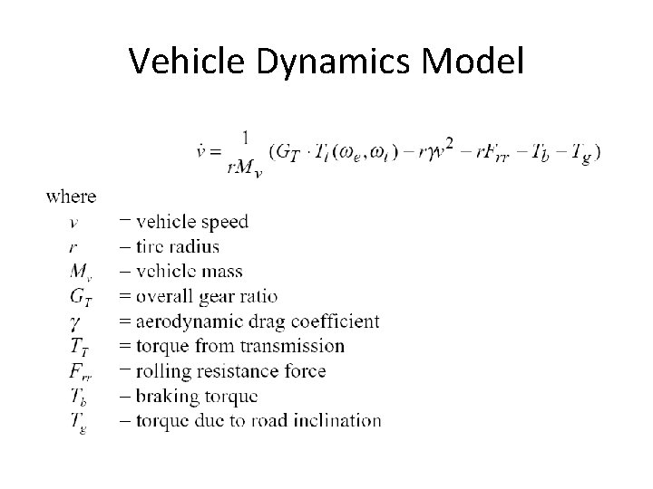 Vehicle Dynamics Model 