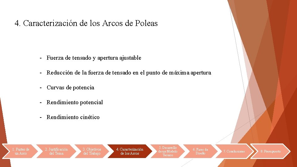 4. Caracterización de los Arcos de Poleas - Fuerza de tensado y apertura ajustable