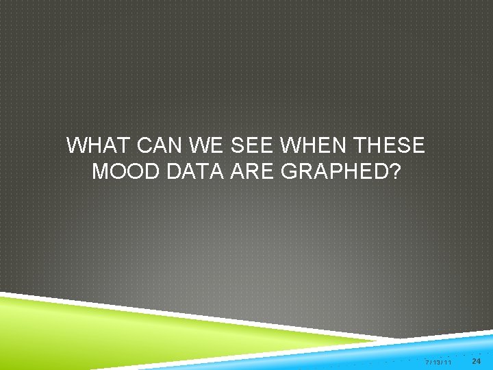 WHAT CAN WE SEE WHEN THESE MOOD DATA ARE GRAPHED? 7/13/11 24 