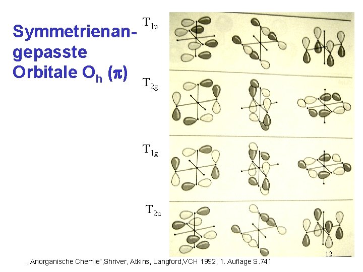 Symmetrienangepasste Orbitale Oh ( ) T 1 u T 2 g T 1 g