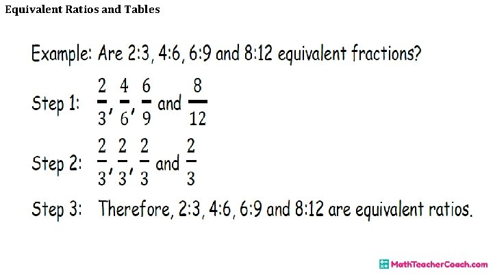 Equivalent Ratios and Tables 