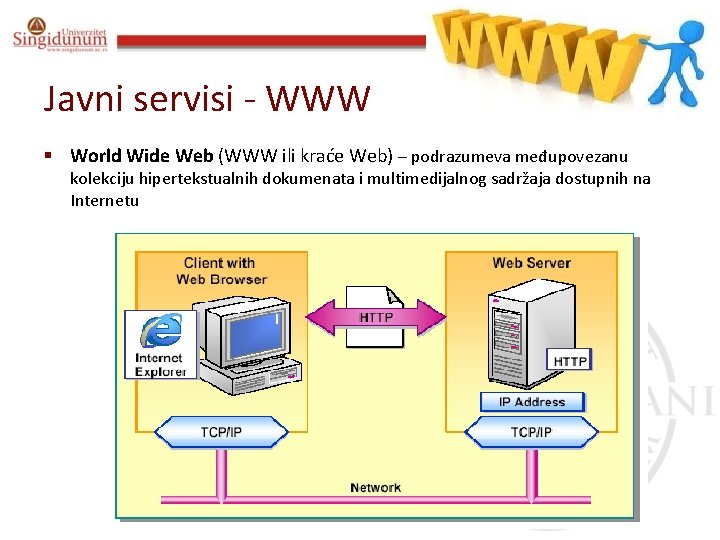 Poslovna informatika Prof. dr Angelina Njeguš Javni servisi - WWW § World Wide Web