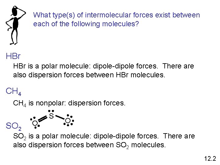 What type(s) of intermolecular forces exist between each of the following molecules? HBr is