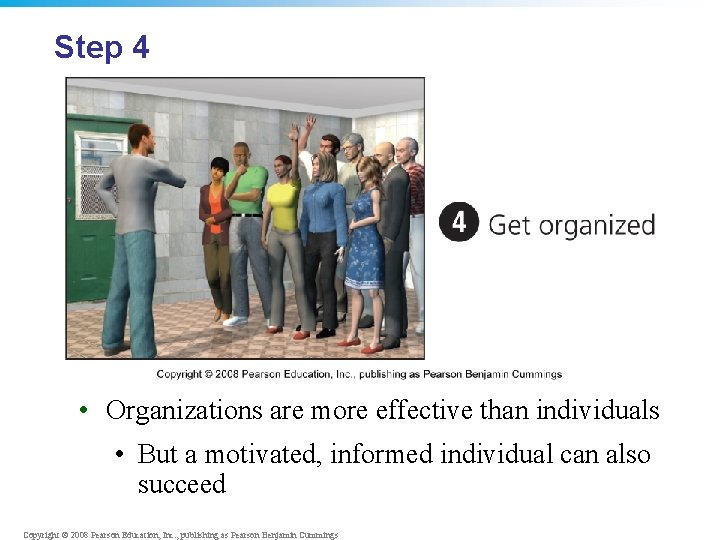 Step 4 • Organizations are more effective than individuals • But a motivated, informed