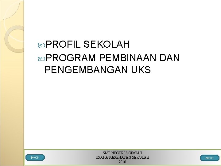  PROFIL SEKOLAH PROGRAM PEMBINAAN DAN PENGEMBANGAN UKS BACK SMP NEGERI 8 CIMAHI USAHA