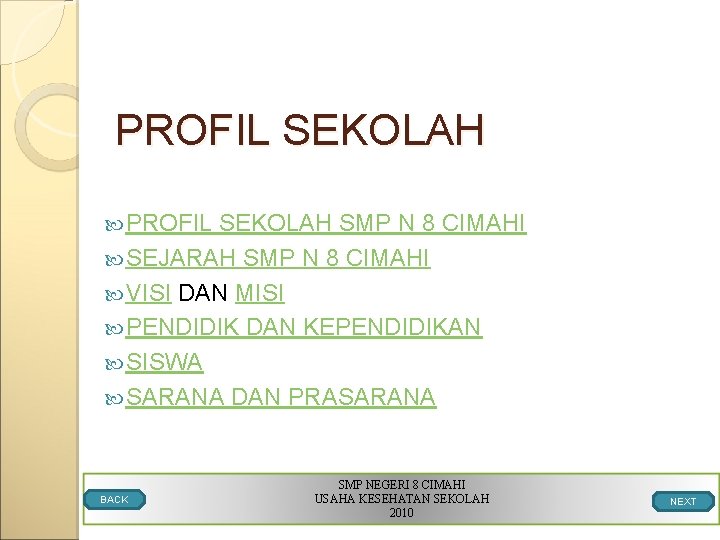 PROFIL SEKOLAH SMP N 8 CIMAHI SEJARAH SMP N 8 CIMAHI VISI DAN MISI