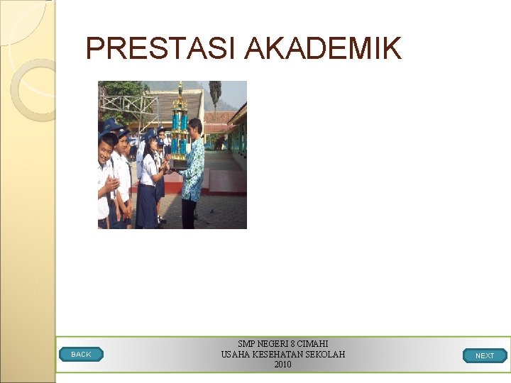 PRESTASI AKADEMIK BACK SMP NEGERI 8 CIMAHI USAHA KESEHATAN SEKOLAH 2010 NEXT 