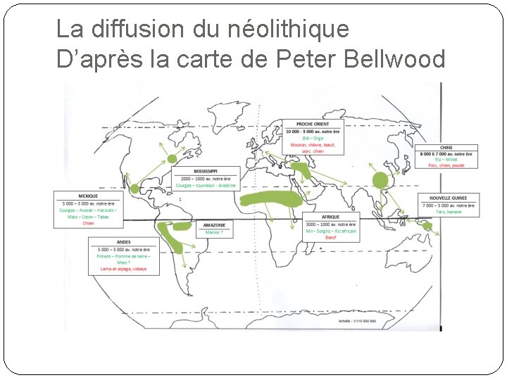 La diffusion du néolithique D’après la carte de Peter Bellwood 