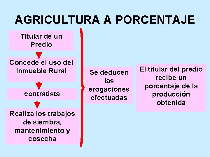 AGRICULTURA A PORCENTAJE Titular de un Predio Concede el uso del Inmueble Rural contratista