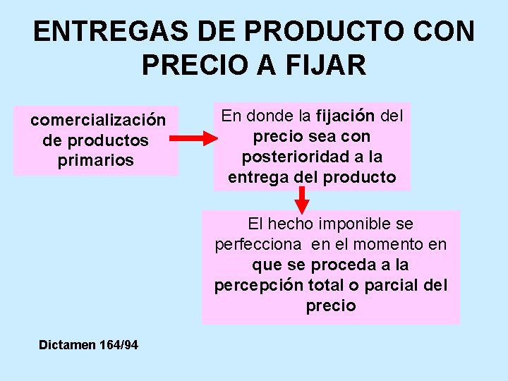 ENTREGAS DE PRODUCTO CON PRECIO A FIJAR comercialización de productos primarios En donde la