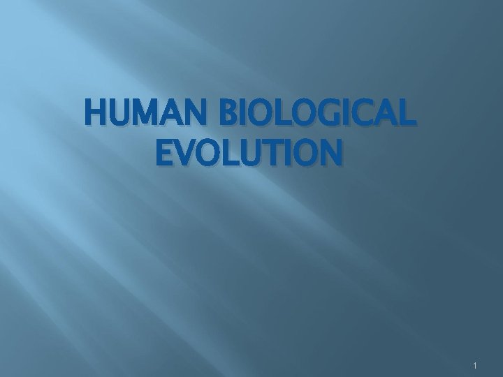 HUMAN BIOLOGICAL EVOLUTION 1 