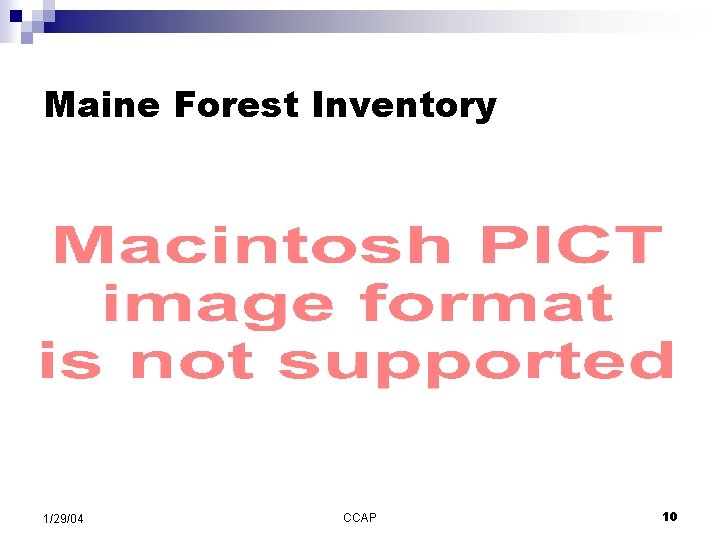 Maine Forest Inventory 1/29/04 CCAP 10 