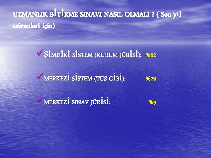 UZMANLIK BİTİRME SINAVI NASIL OLMALI ? ( Son yıl asistanları için) üŞİMDİKİ SİSTEM (KURUM UZMANLIK BİTİRME SINAVI NASIL OLMALI ? ( Son yıl asistanları için) üŞİMDİKİ SİSTEM (KURUM