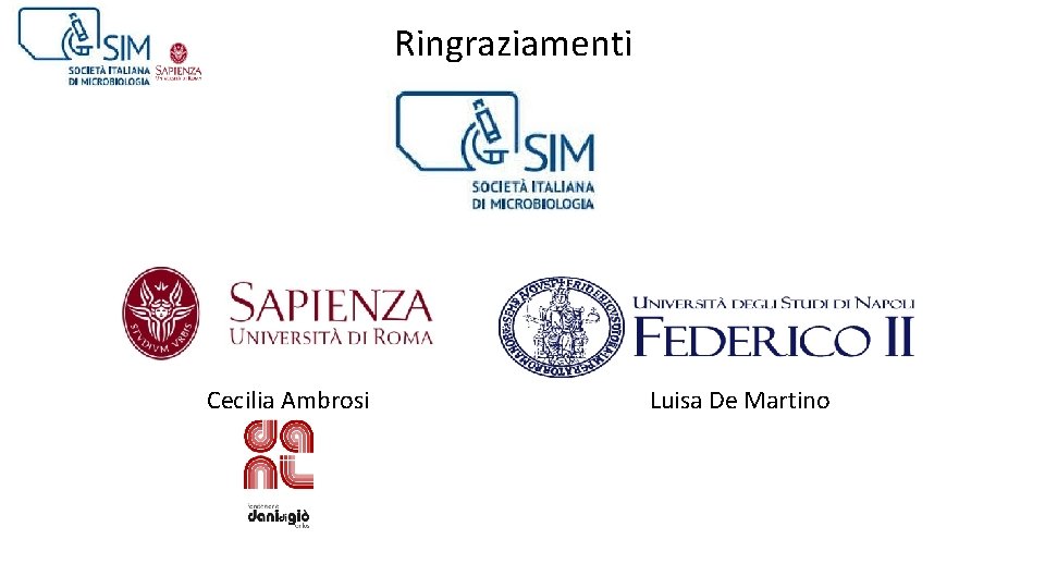 Ringraziamenti Cecilia Ambrosi Luisa De Martino 