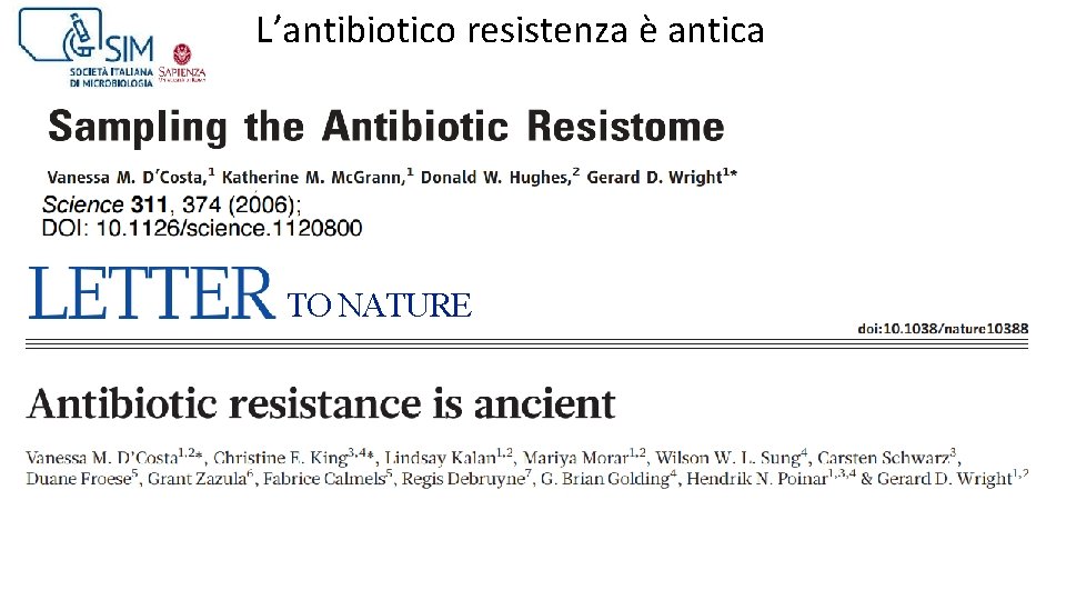 L’antibiotico resistenza è antica TO NATURE 