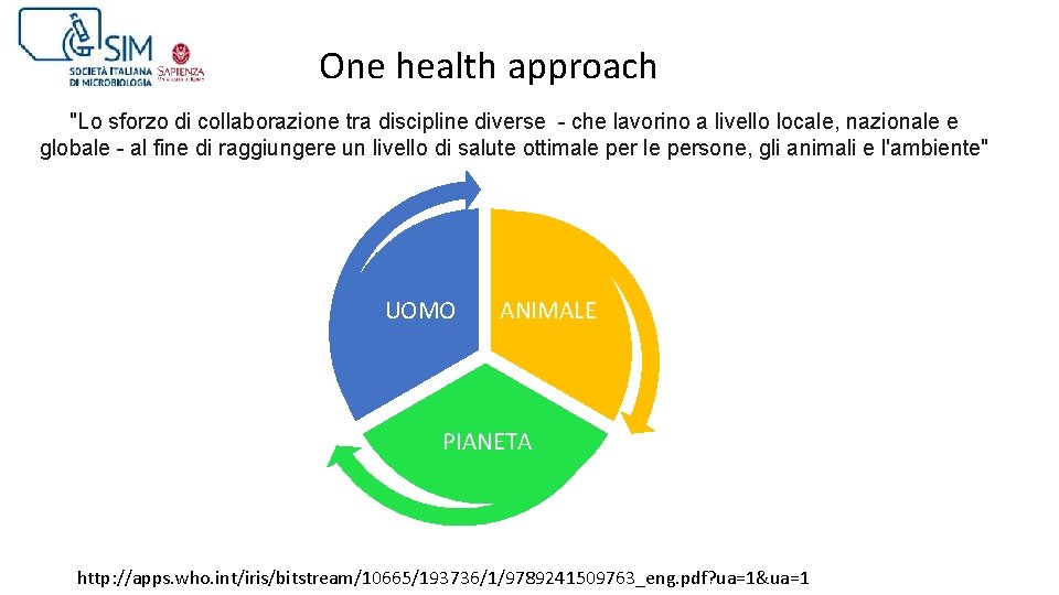 One health approach "Lo sforzo di collaborazione tra discipline diverse - che lavorino a