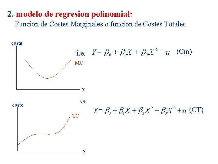 2. modelo de regresion polinomial: Funcion de Costes Marginales o funcion de Costes Totales