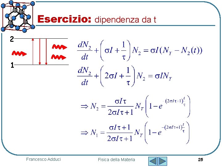 Esercizio: dipendenza da t 2 1 Francesco Adduci Fisica della Materia 25 