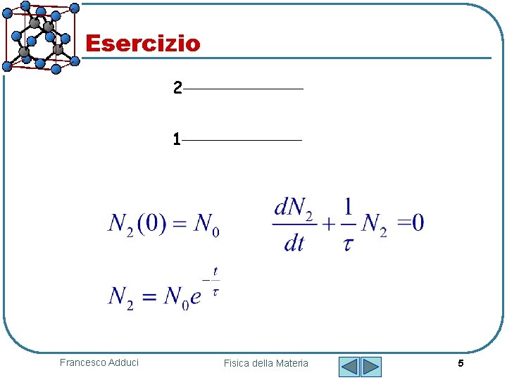 Esercizio 2 1 Francesco Adduci Fisica della Materia 5 