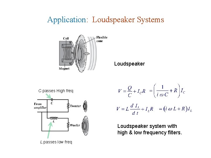 Application: Loudspeaker Systems Loudspeaker C passes High freq Loudspeaker system with high & low