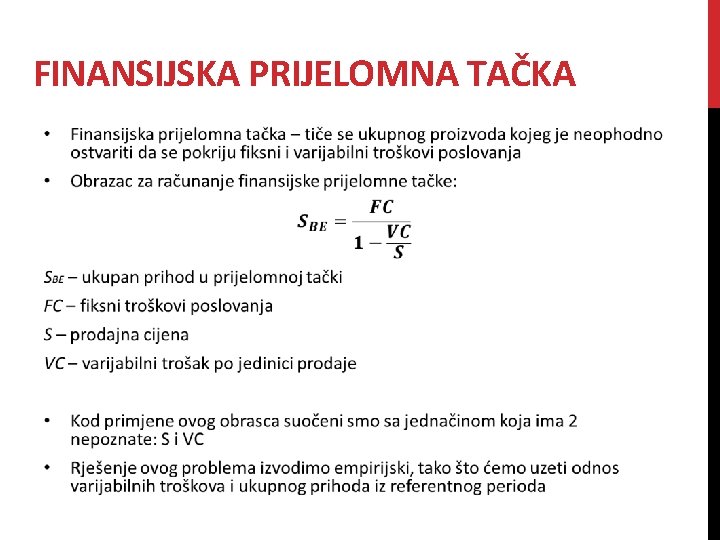 FINANSIJSKA PRIJELOMNA TAČKA 