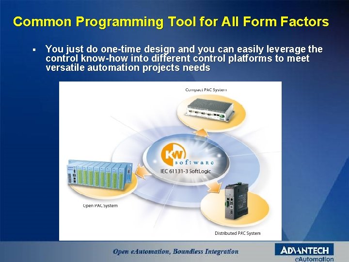 Common Programming Tool for All Form Factors § You just do one-time design and