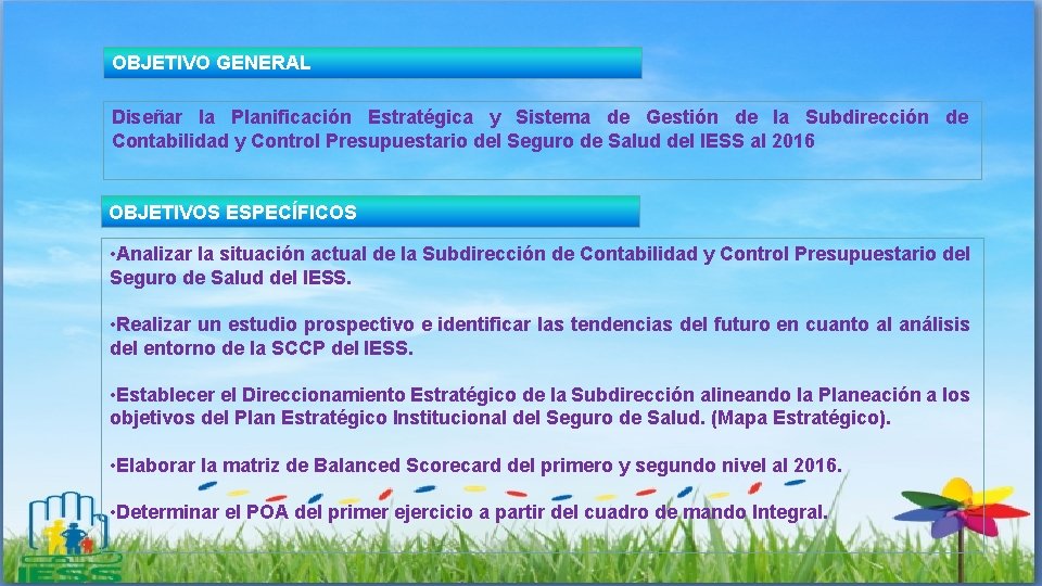 OBJETIVO GENERAL Diseñar la Planificación Estratégica y Sistema de Gestión de la Subdirección de