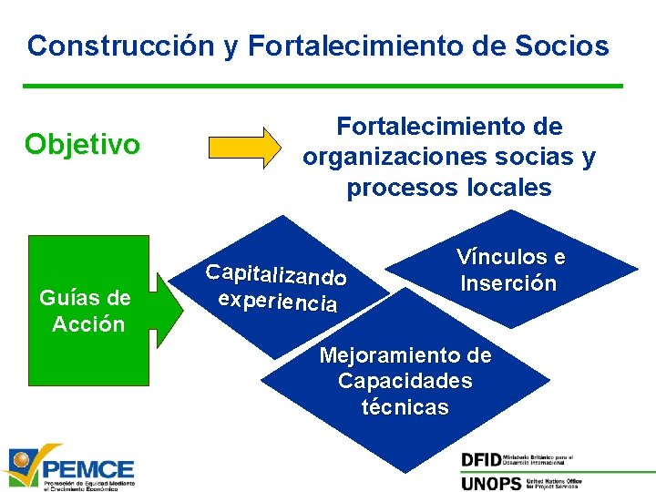 Construcción y Fortalecimiento de Socios Objetivo Guías de Acción Fortalecimiento de organizaciones socias y