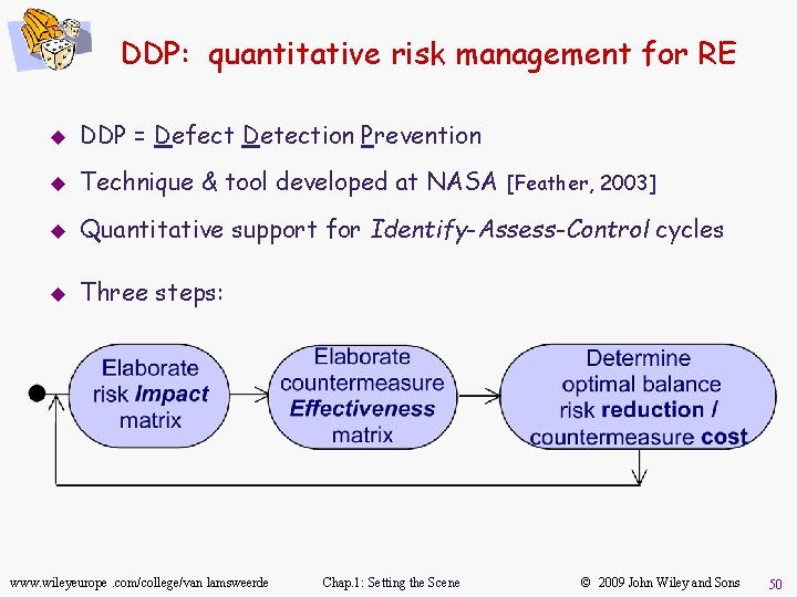 DDP: quantitative risk management for RE u DDP = Defect Detection Prevention u Technique