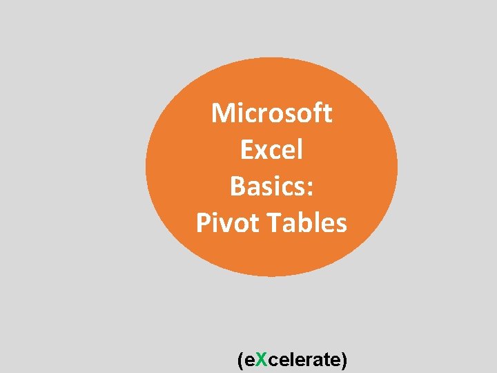 Microsoft Excel Basics: Pivot Tables (e. Xcelerate) 