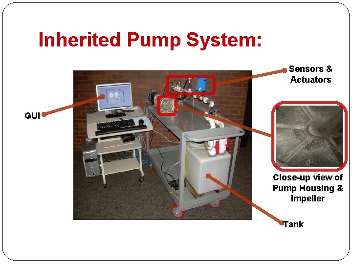 Inherited Pump System: Sensors & Actuators GUI Close-up view of Pump Housing & Impeller