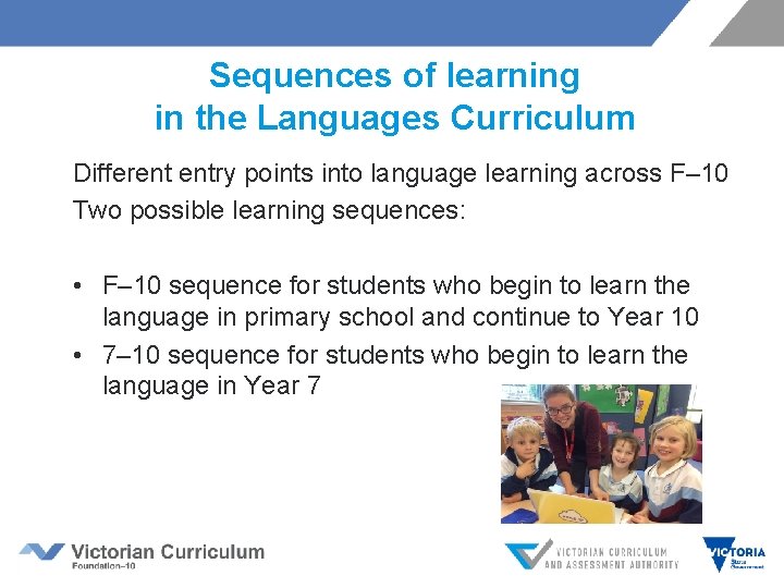 Sequences of learning in the Languages Curriculum Different entry points into language learning across