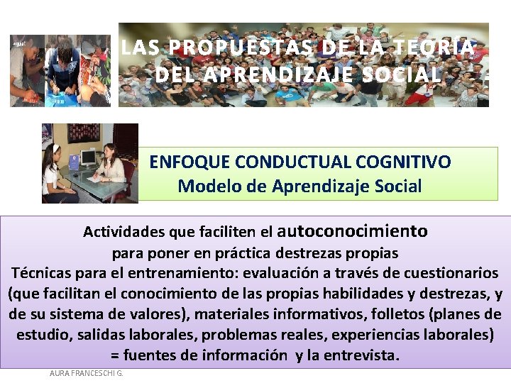 LAS PROPUESTAS DE LA TEORÍA DEL APRENDIZAJE SOCIAL ENFOQUE CONDUCTUAL COGNITIVO Modelo de Aprendizaje