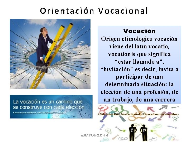 Orientación Vocacional Vocación Origen etimológico vocación viene del latín vocatio, vocationis que significa “estar